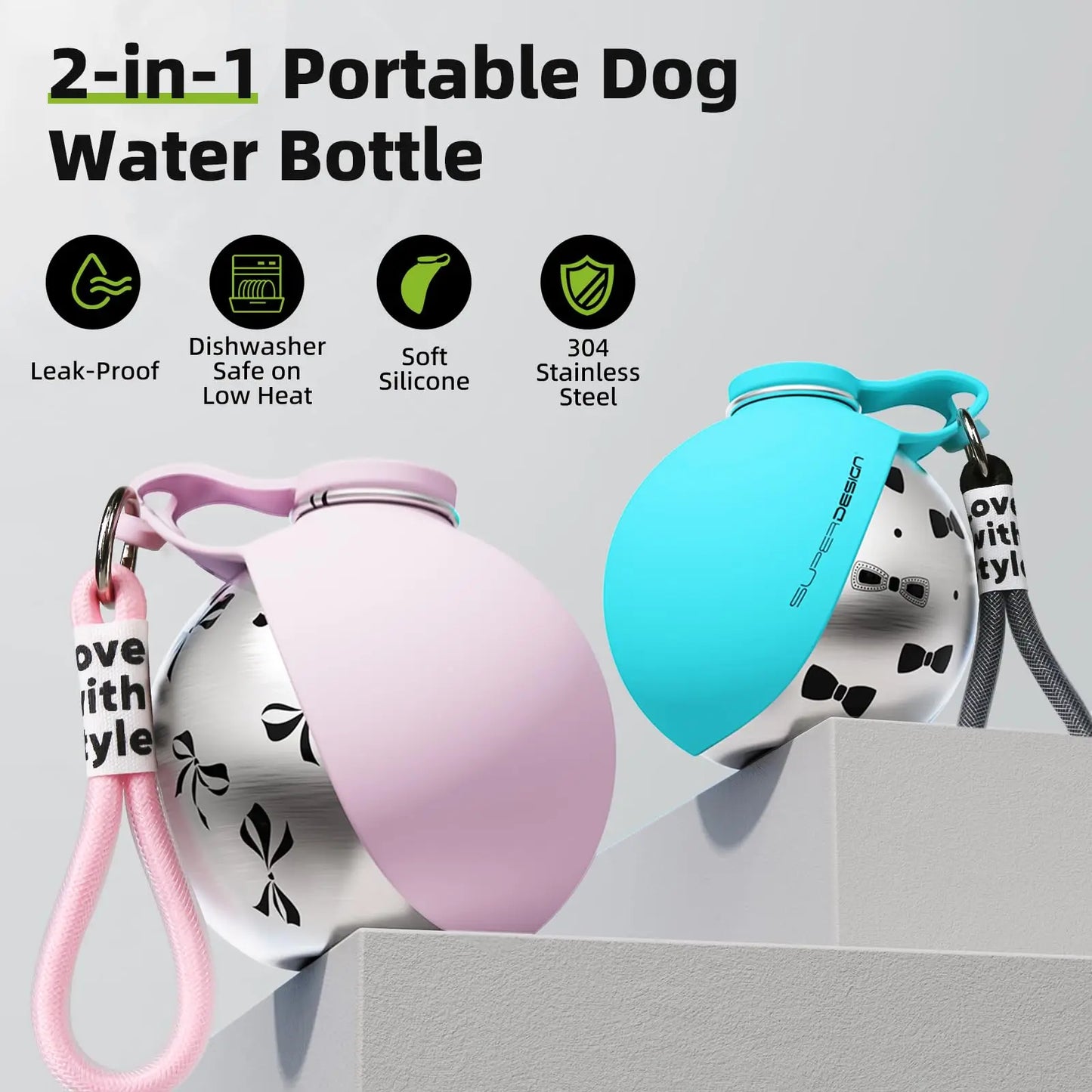 2-in-1 Portable Dog Water Bottle for Small Dogs