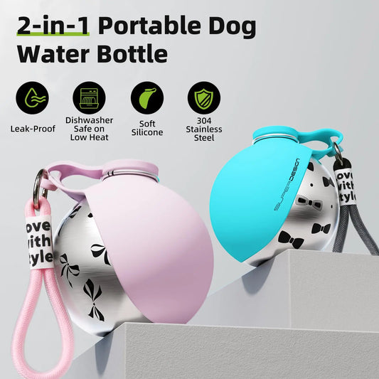 2-in-1 Portable Dog Water Bottle for Small Dogs