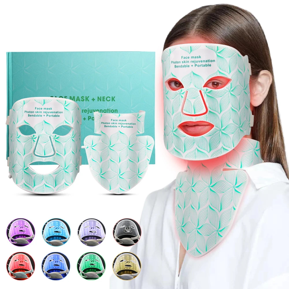 Facial LED Mask with Neck Red Light Near Infrared Therapy